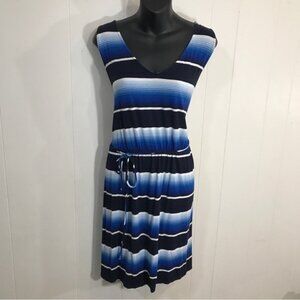 Merona Blue and White Horizontal Stripes Dress Above the Knee